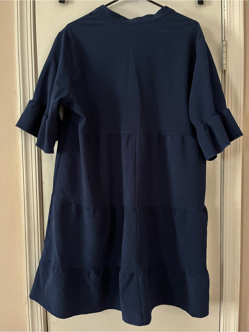 SHEIN Curve 1XL Navy Blue Tiered Babydoll Dress Ruffle Sleeve Plus Si - Picture 3 of 3